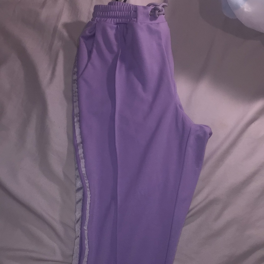 Double sided grey striped joggers ,  color lilac